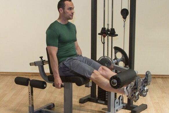 Bending and stretching legs in a gym to treat prostatitis